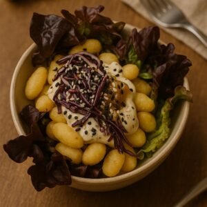 Truffle Gnocchi with Mayo & Red Cabbage