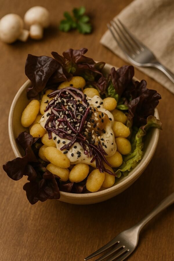 Truffle Gnocchi with Mayo & Red Cabbage